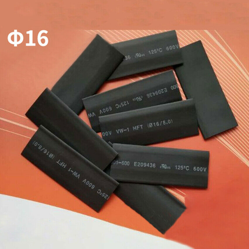 5Pcs Φ16mm Heat Shrink Tubing Sleeve Cable Sheath Black 7CM Long HeatShrink Tube