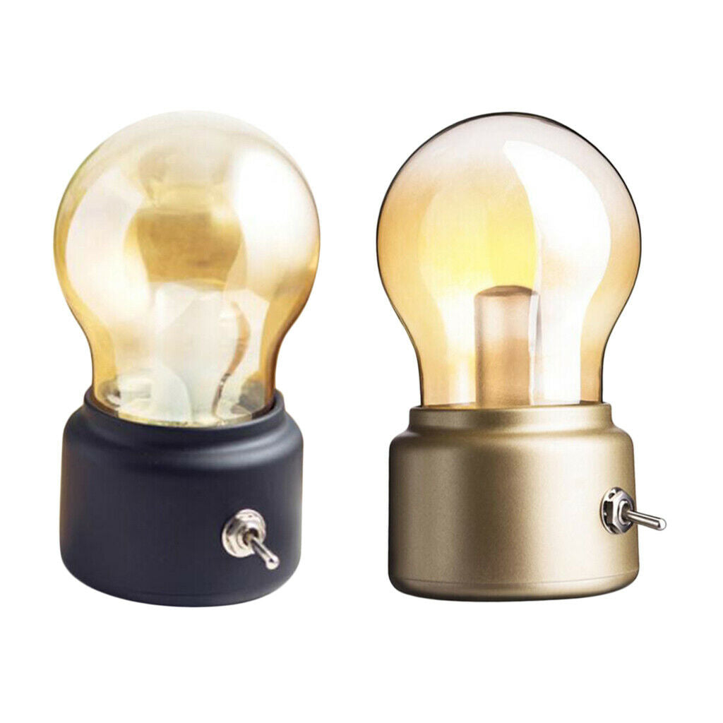 2x Small Retro Style Night Lamp USB Rechargable Atmosphere Lamp Glass Dome