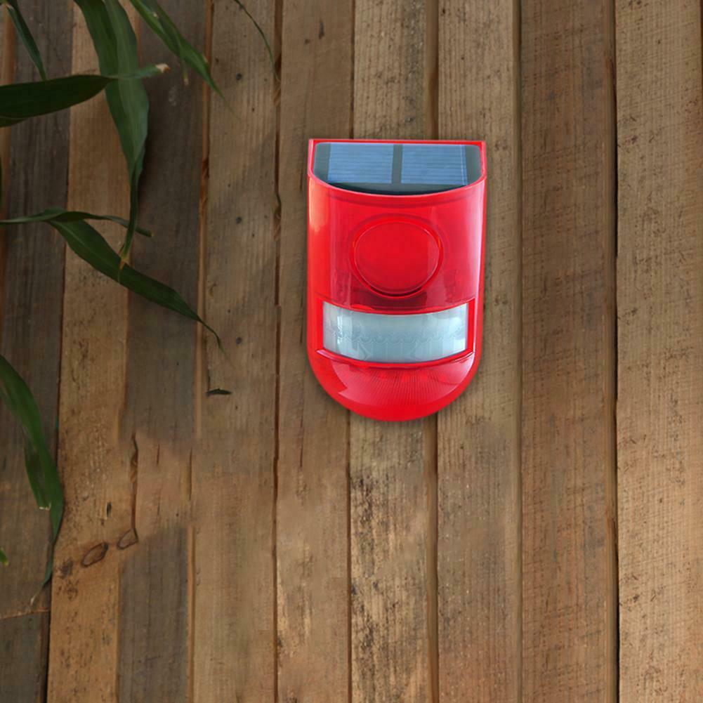 6 LED Waterproof Solar Warning Light Sound Alarm Lamp Sensor Garden Outdoor Lamp