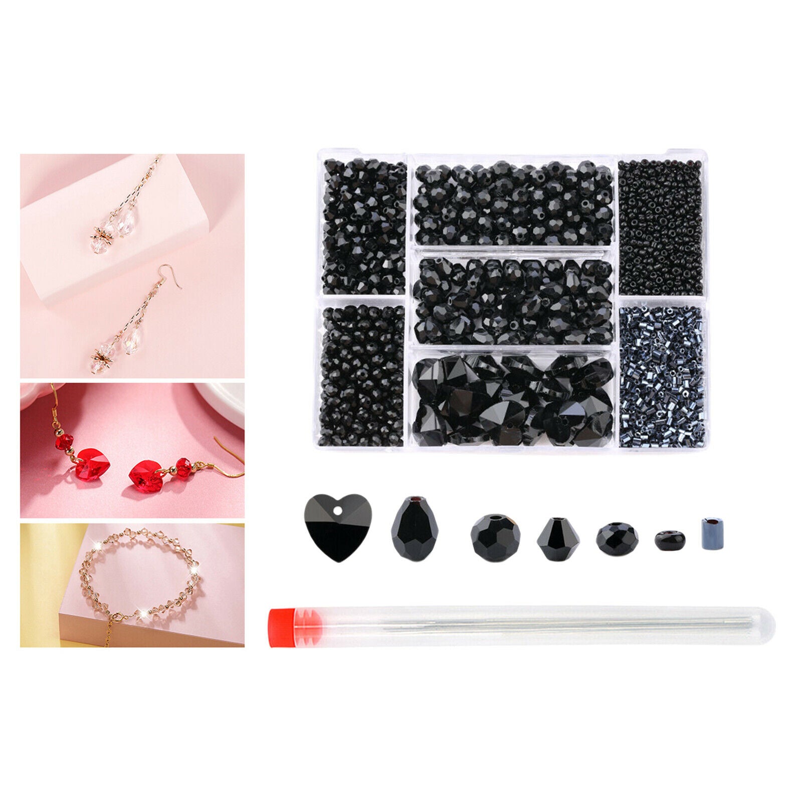 Crystal Spacer Beads Gemstones Jewelry Making Necklace Bracelet Black