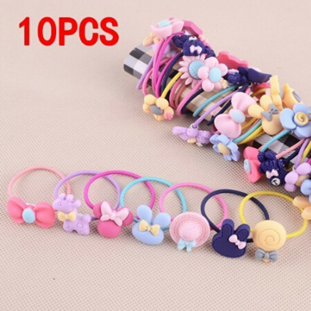 10Pcs Girl hair band ties rope ring elastic hairband ponytai.l8