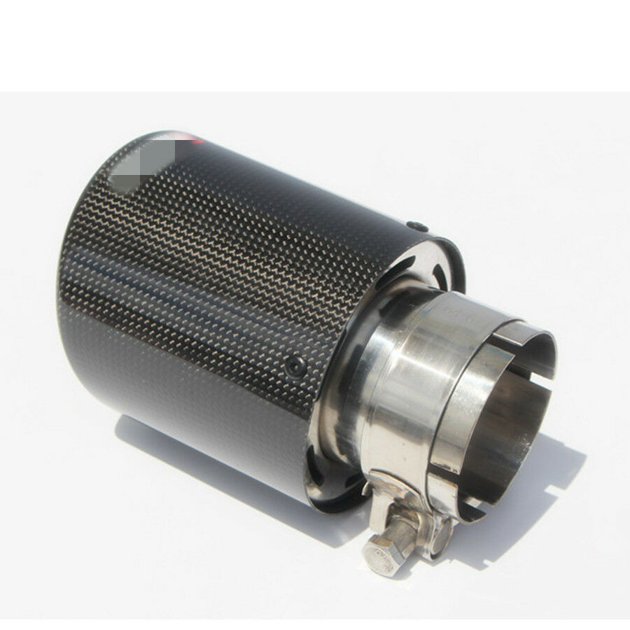 100% Carbon Fiber Black Glossy Car Exhaust Muffler Pipe 3" 76mm Outlet 4" 101mm