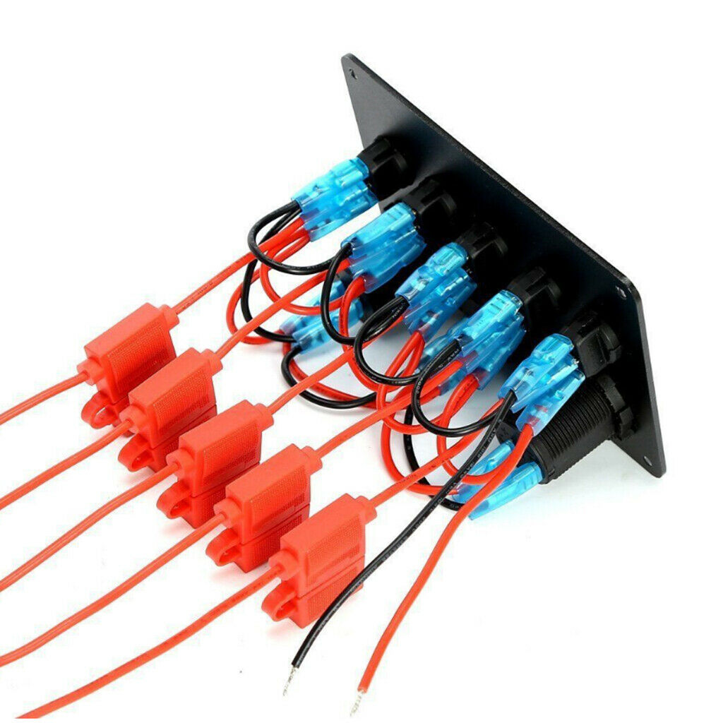 5 Gang LED Rocker Control Panel Switch Circuit Charger 12/24V-Yacht RV Car