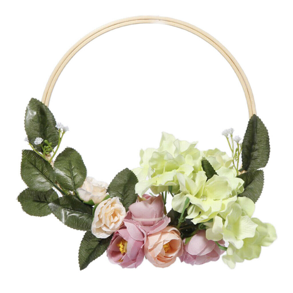 2x 20cm 8" Artificial Flower Hoop Wreath Garland Hanging Home Decor Wedding