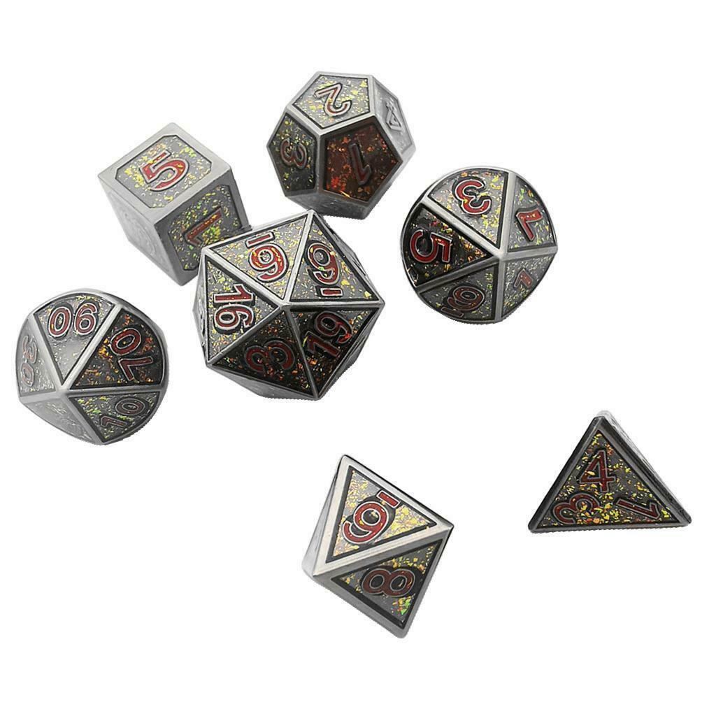 7x Metal Copper Polyhedral Dice for MTG DND RPG Role Play Game Props #6
