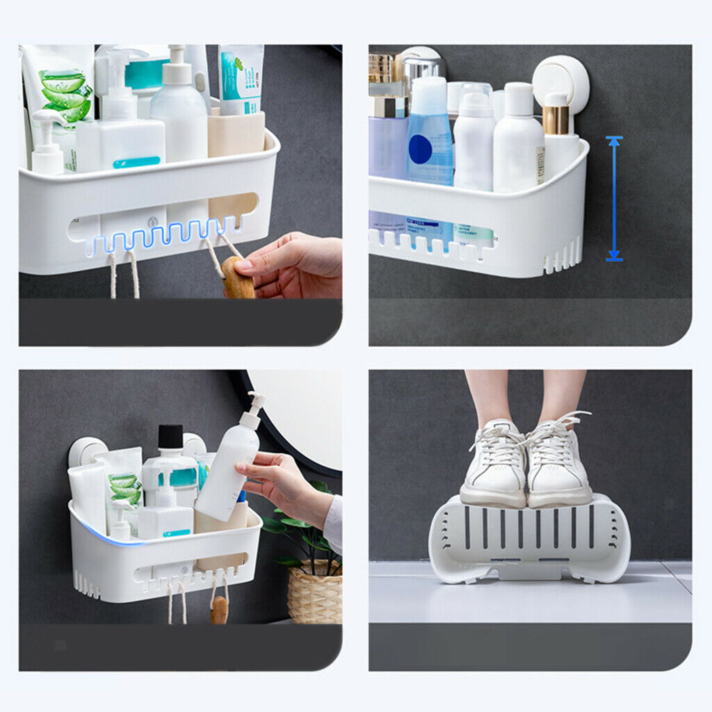 Wall Mounted Suction Organizer Bathroom Shelf Kitchen Spice Shelf Holder
