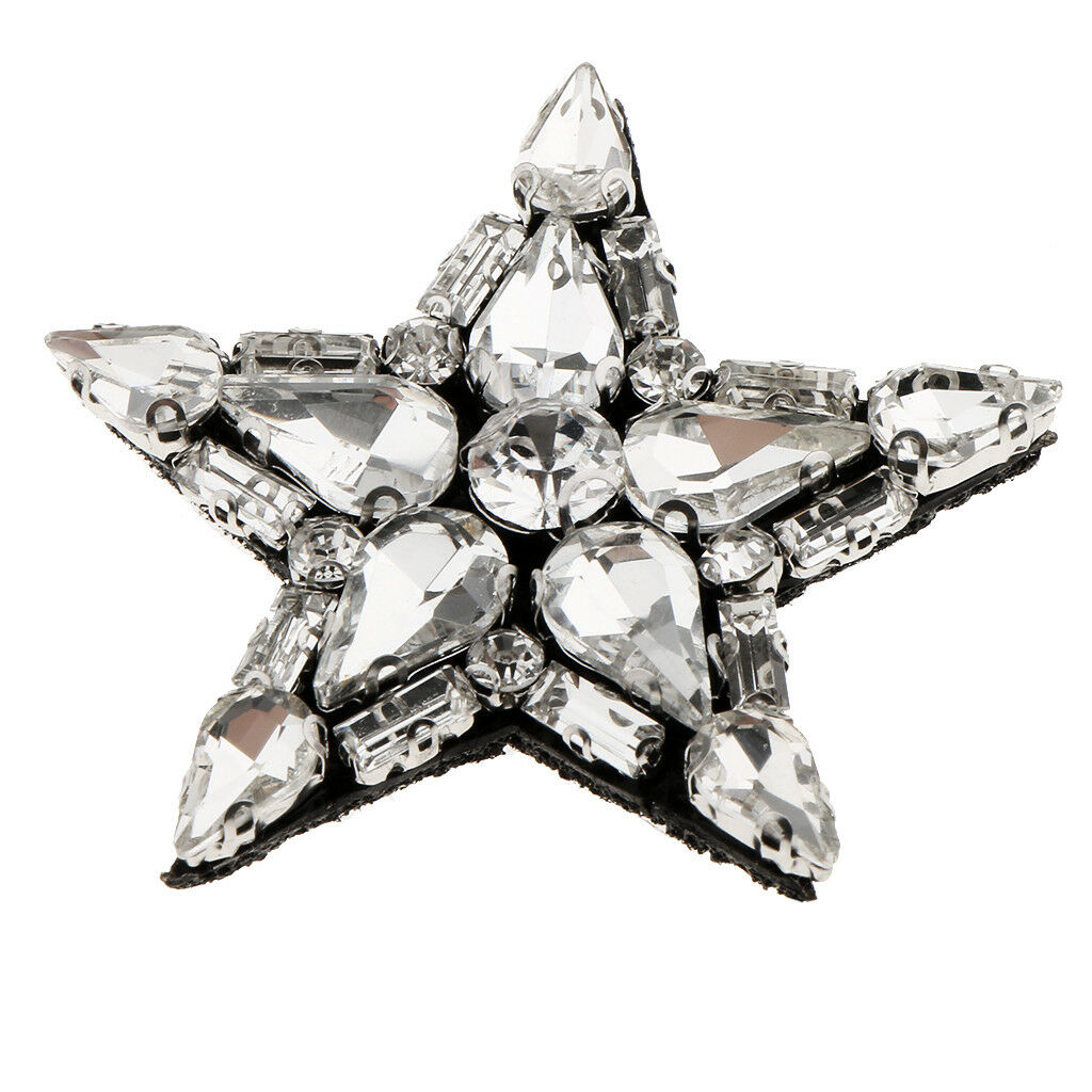 Star Sew on Embroidery Patch Beads Rhinestone Applique Accessories DIY Craft