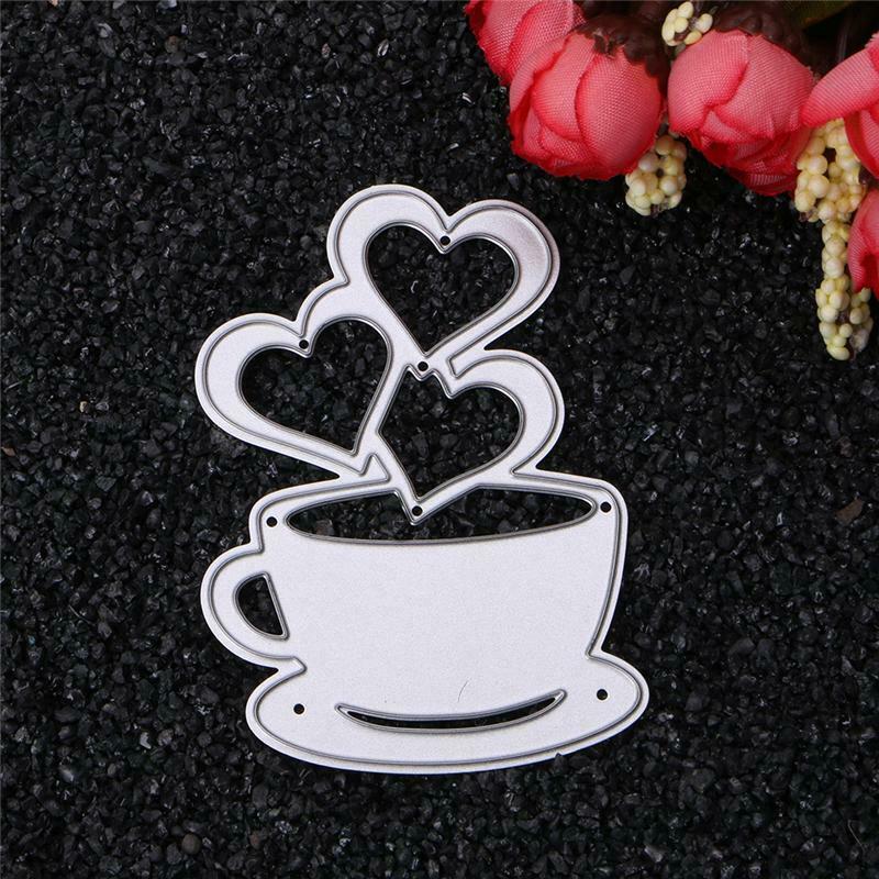 Heart Coffee Cutting Dies Stencils Scrapbook Album Paper Cards Embossing Craft