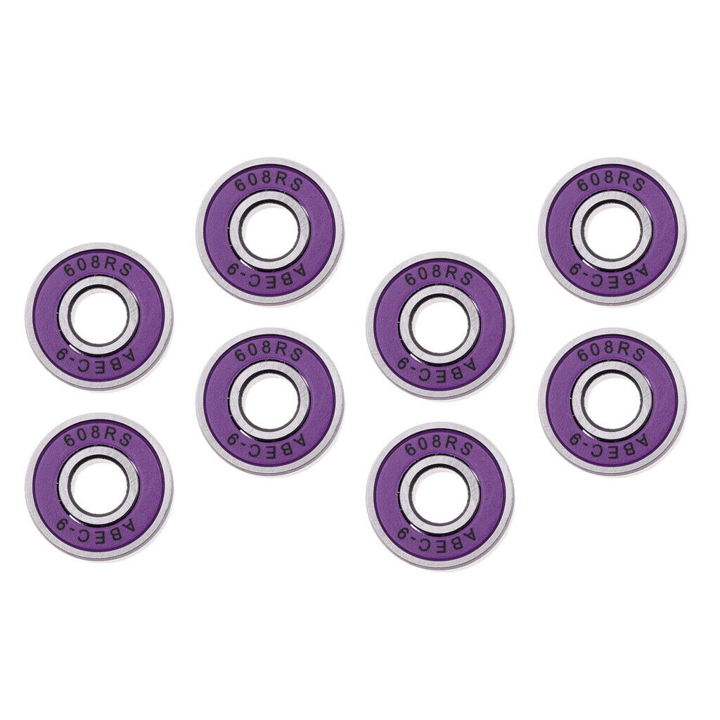 8 Pcs ABEC 9 Bearings High Roller Skate Scooter Skateboard Wheel Purple