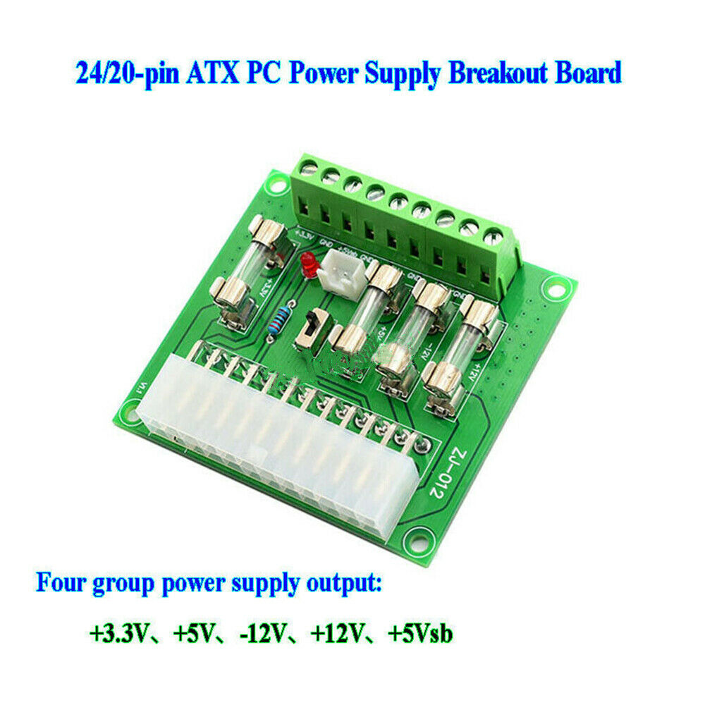 24/20-pin ATX Computer PC Power Supply Breakout Board Adapter Extension Module