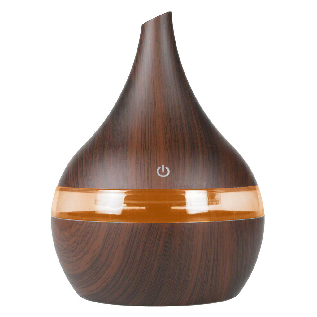 300ml Mist Humidifier Aromatherapy Diffuer with LED Light Top Fill Brown