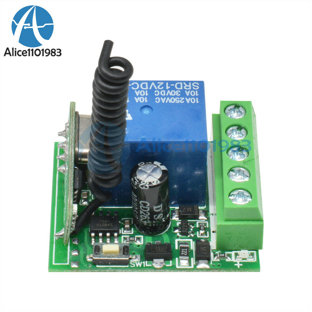 5PCS DC12V 10A 433MHZ 1-CH Wireless Relay RF Remote Control Switch Receiver