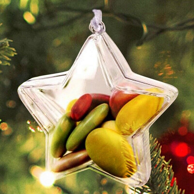 10 Sets 80mm DIY Fillable Balls Clear Plastic Ornaments Balls Christmas TreeN6S7