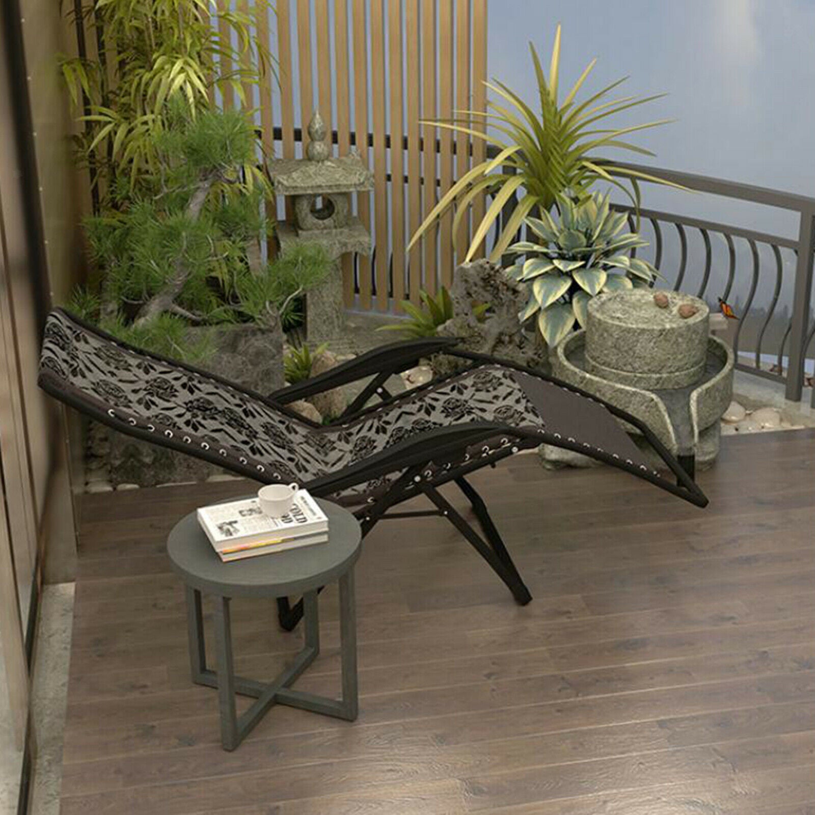 2X Replacement Fabric for Folding Sling Chairs  Chair Outdoor Lawn black flower