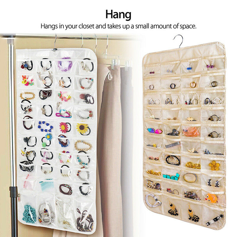 80Pockets Hanging Jewelry Organizers Storage for Holding Earring Jewelrie NT JBD