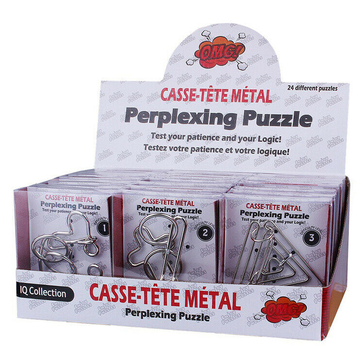24PCS Metal Wire Puzzle IQ Mind Brain Teaser Puzzles Game for Adults Kids US
