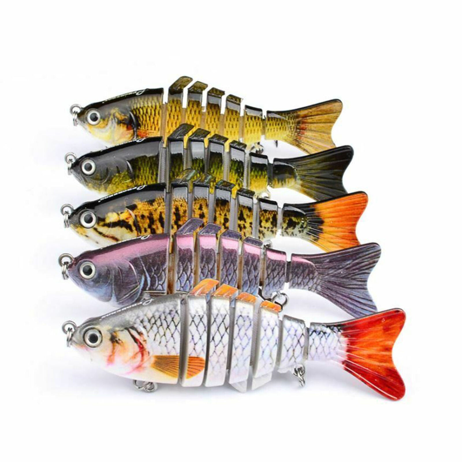 5pcs Bass Fishing Lure Swimbait Fish Bait Set Lot 10CM Multi Jointed Tackle Box