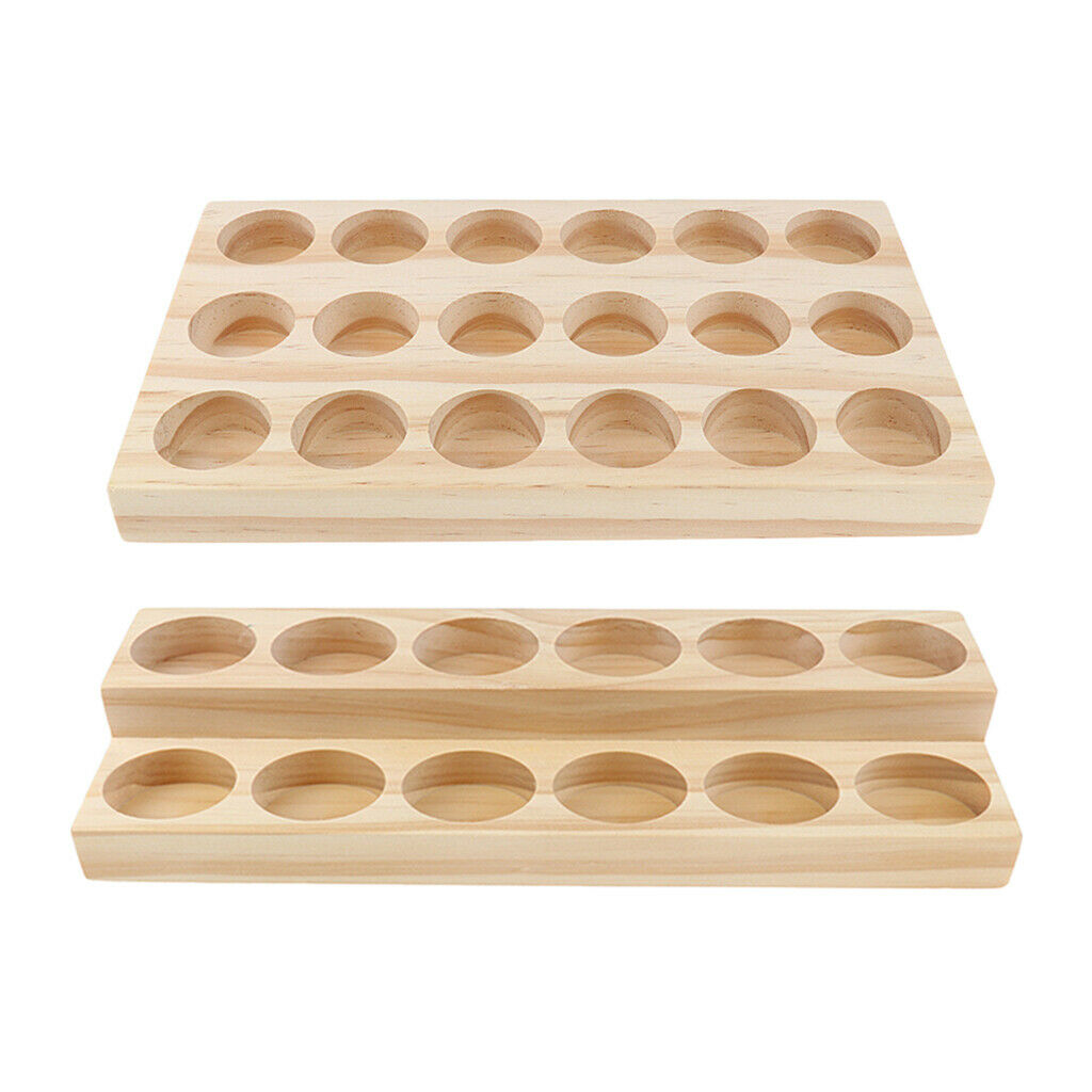 2pcs Durable Wood 15ml Desktop Essential Oil Holder 12 Slots & 18 Slots