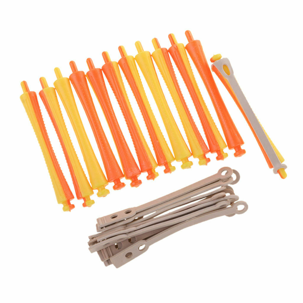 24Pcs Plastic Hairdressing Perm Curling Rods No Heat DIY Curlers Rollers