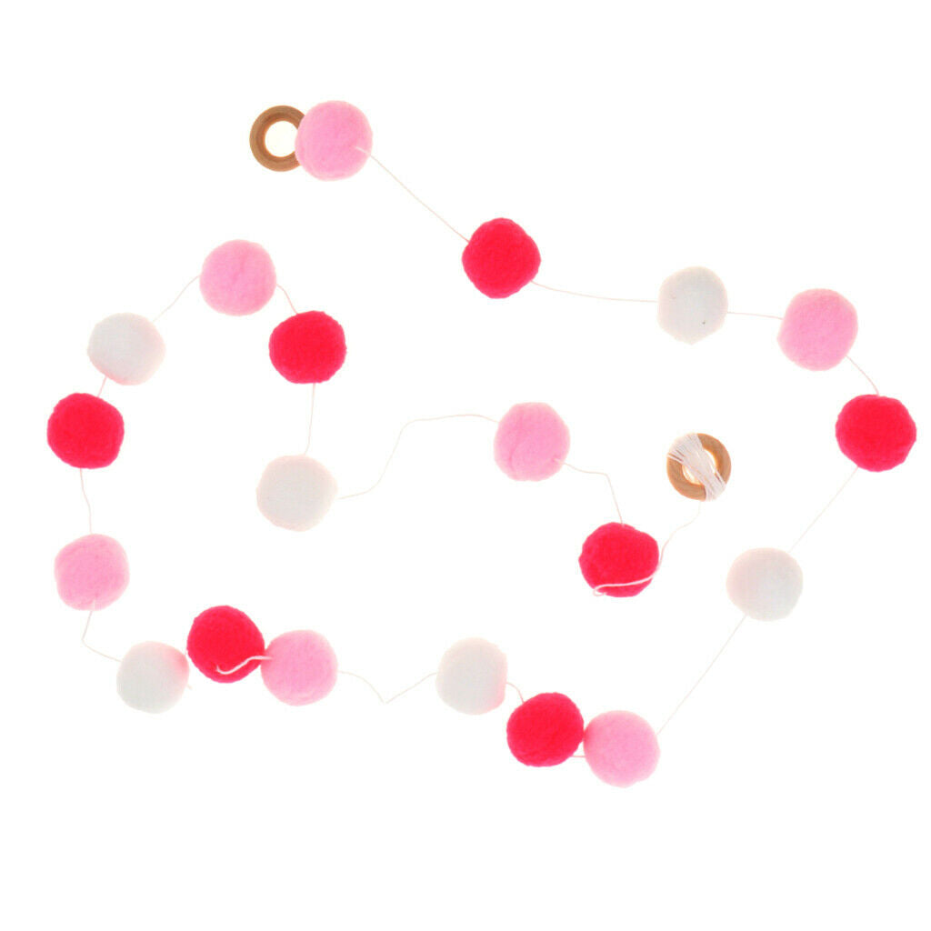 Nordic Style Pompoms Balls Garland Tent Home Hanging Decor Rosy Pink