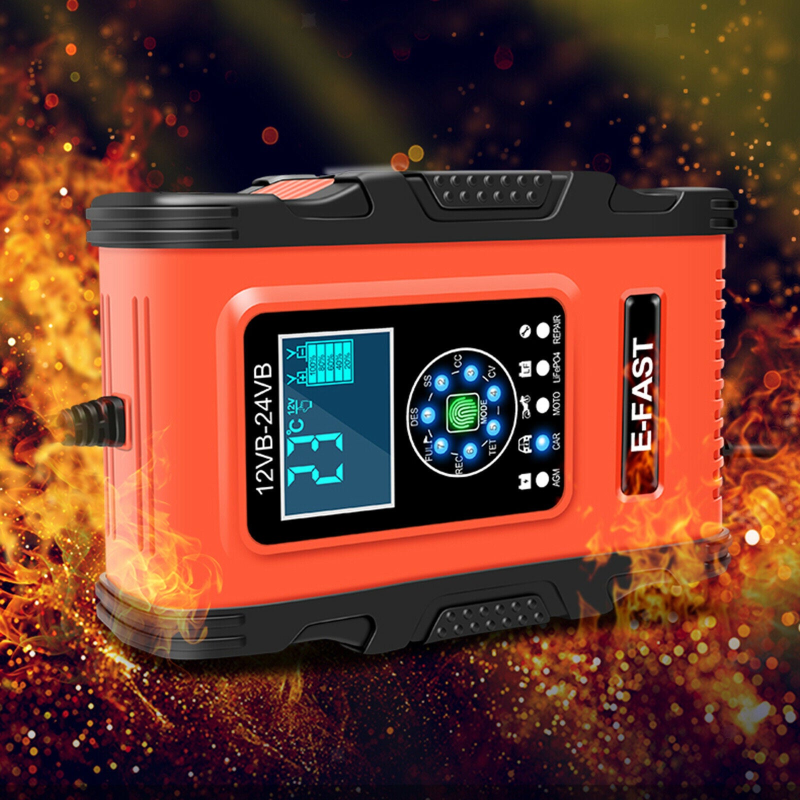 Car Battery Charger 24V 6A Automatic Motorcycle Charging Lead Acid Batteries