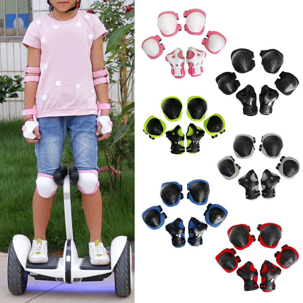 6 Kids/Youth Knee Pad Elbow Pads Helmet Guards for Cycling Skateboard Black