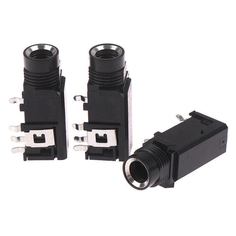 3pcs/lot 6.35mm Jack stereo female socket connector audio adapter 4pin UK.l8