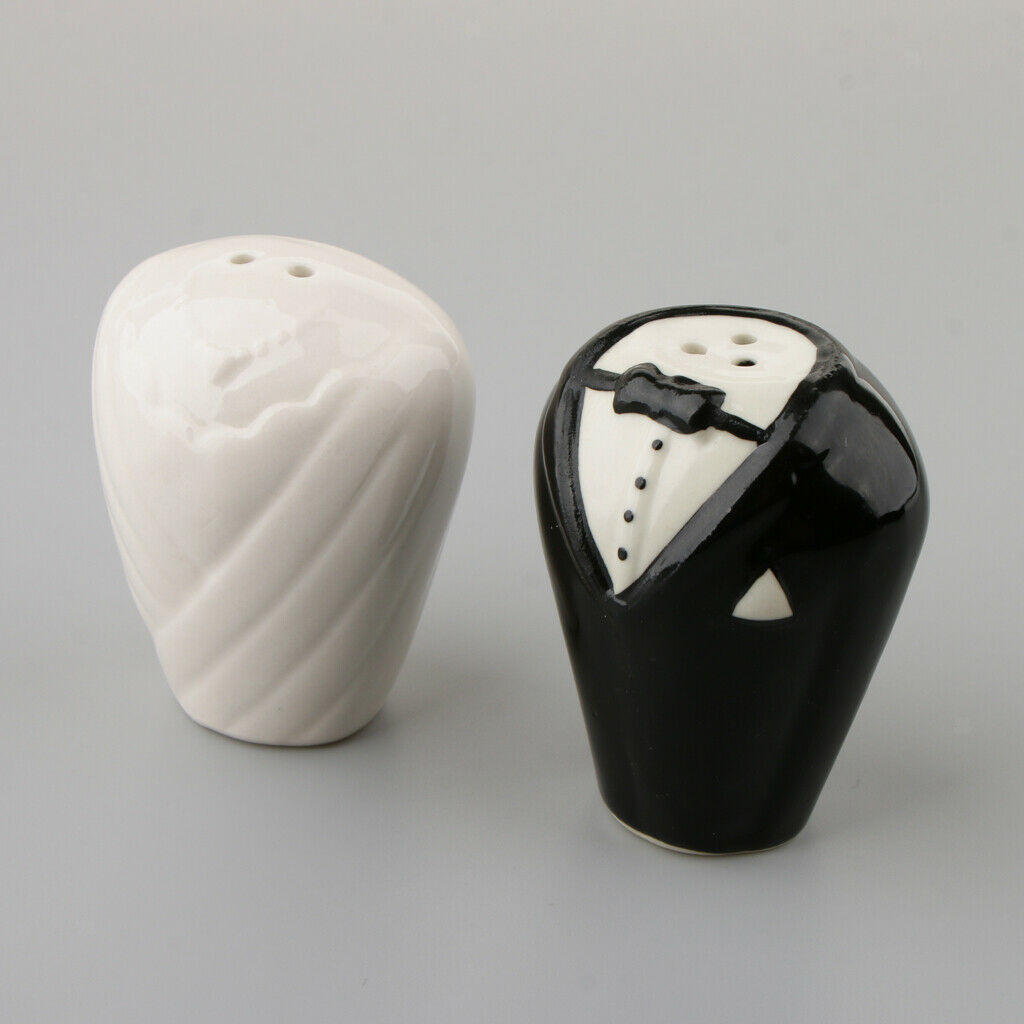 Bride and Groom Tuxedo Salt and Pepper Shakers Set Wedding Christmas Favor