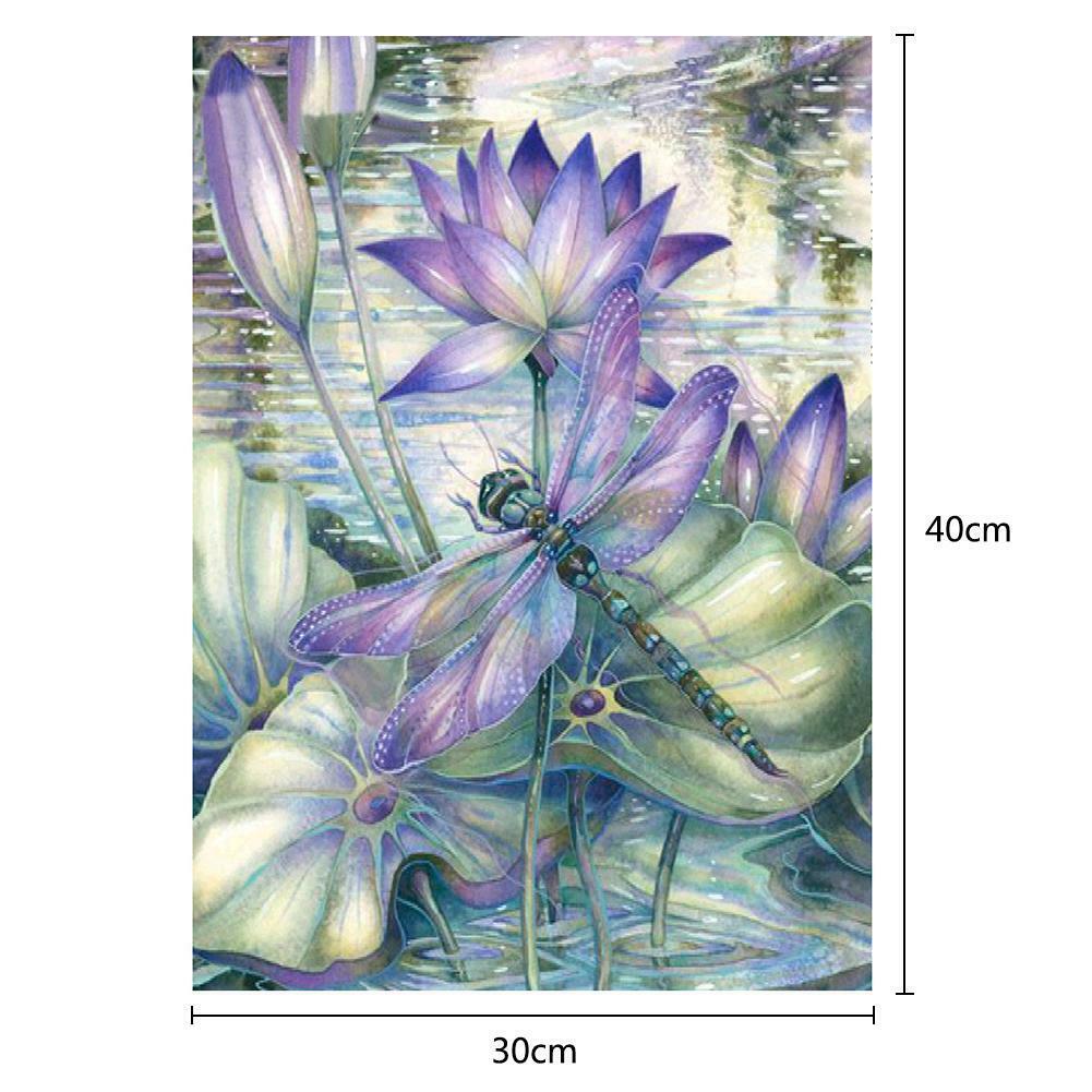 Dragonfly Lotus Flower 5D DIY Full Drill Diamond Painting Embroidery Decor @