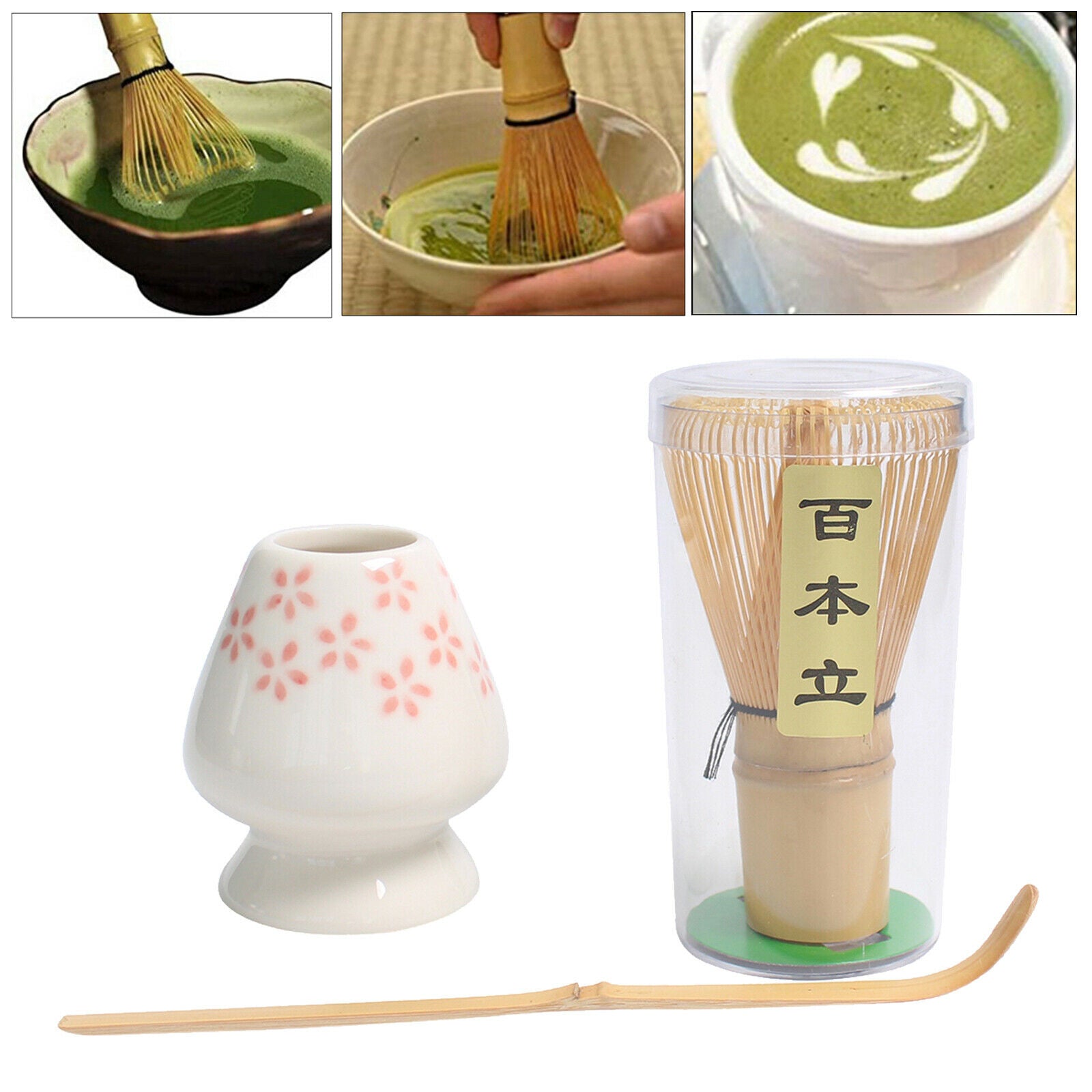 Matcha Tea Whisk Set Bamboo Tea Scoop Matcha Ceremony Starter Flower