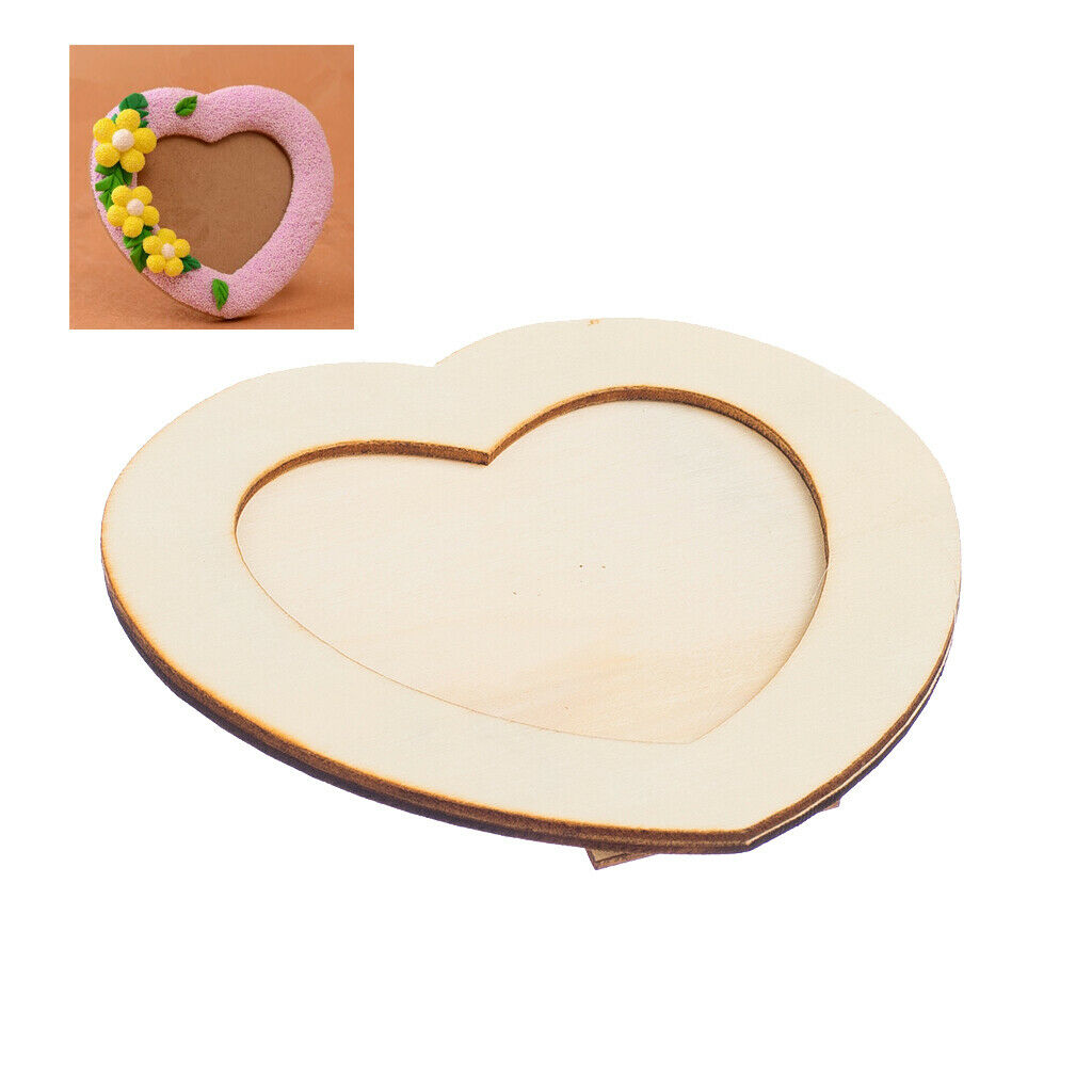 10Pcs Heart Shaped Wooden Photo Frame Holder Table Decor Picture Booth Children