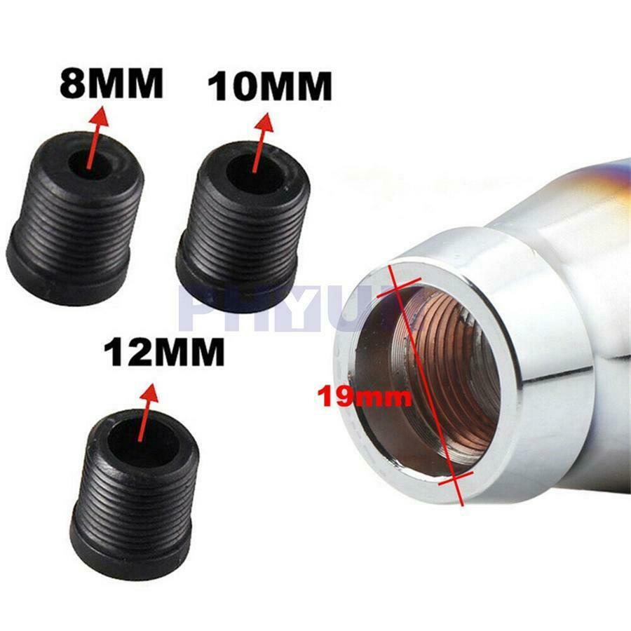 Car 5 Speed Gear Shift Lever Manual Knob Shifter Head w/3 Adpaters 8mm 10mm 12mm
