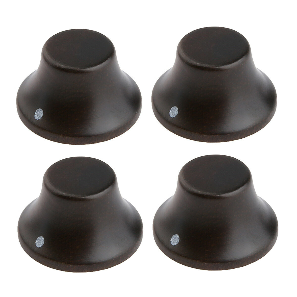 4x Rose Wooden Strat Style Bell Knobs Guitar Bass Top Hat Knob w/ Indicator Dot