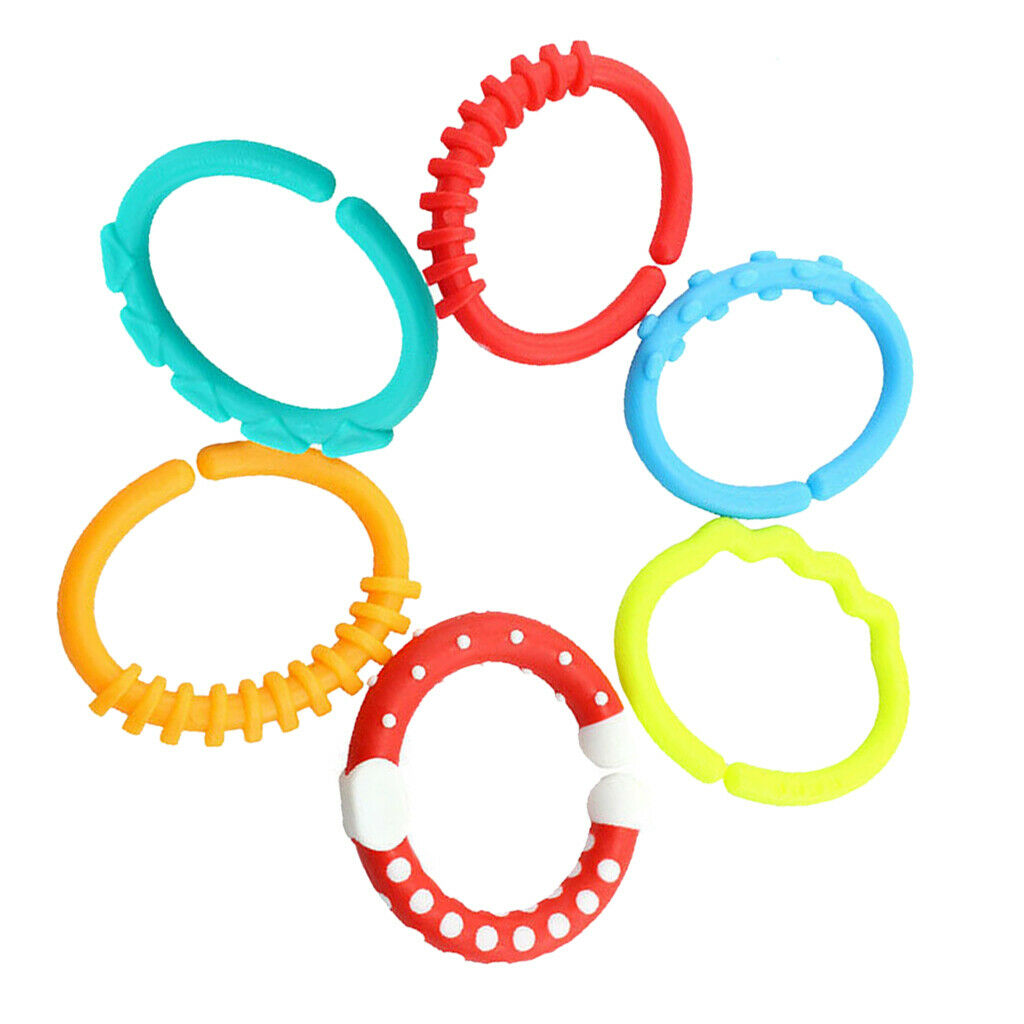 6pcs Baby Teething Rings BPA Free Silicone Teether Bracelet - Sensory Rings
