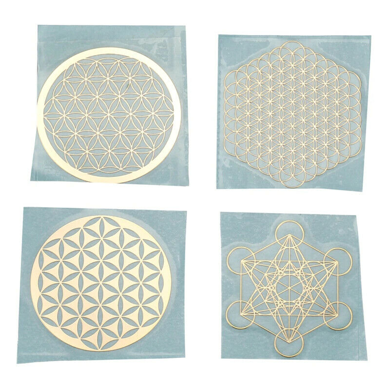 4Pcs / Set Neuf MÃ©tal Ã‰nergie DÃ©cor Autocollant Fleur de Vie L