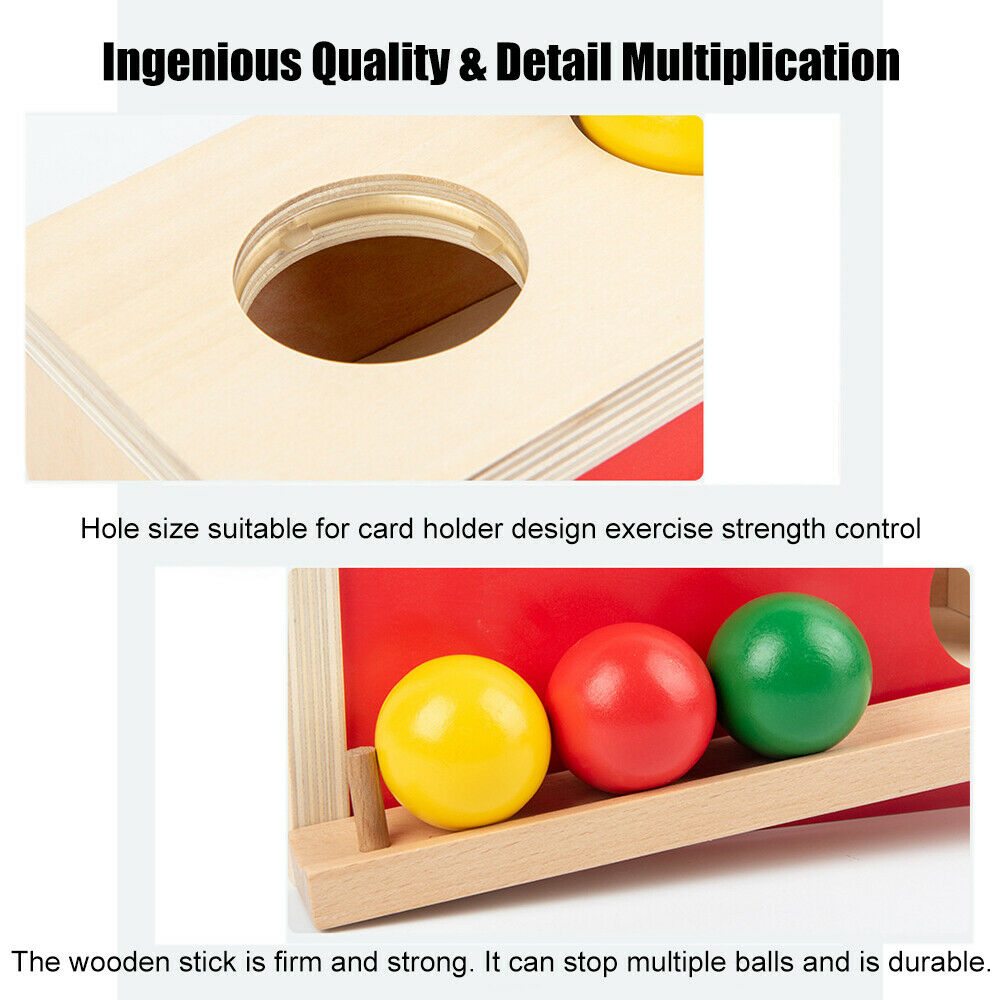 Tri-Colored Wooden Press Ball Developmental Fun Training Toys Birthday Gift
