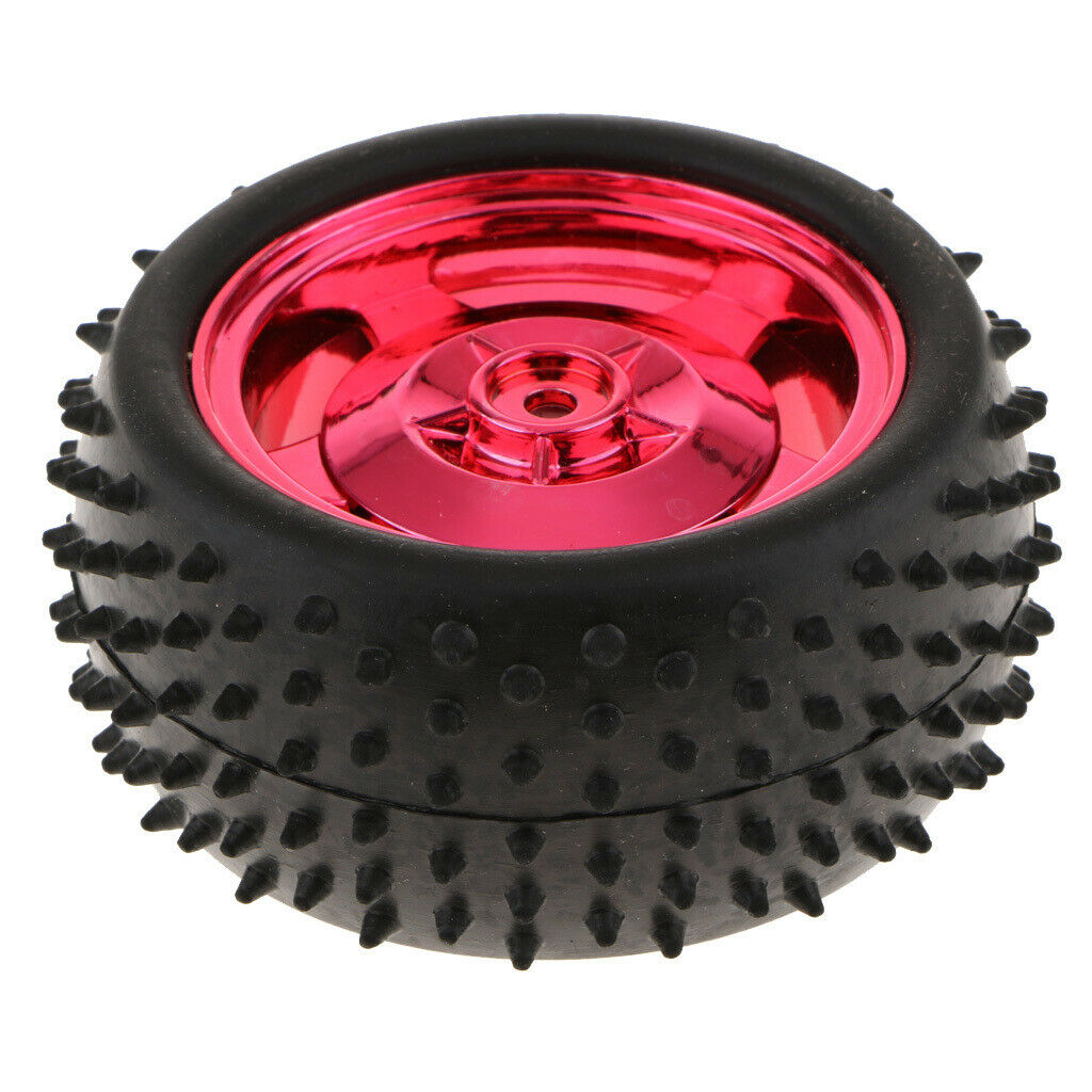 2 Pieces Black+Red ABS Plastic and TPE Rubber Tire TT Motor Car Wheel Smart Car