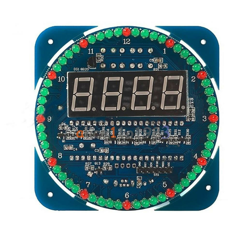DIY DS1302 Rotating LED Electronic Digital Clock Kit 51 SCM Learning Board 5V