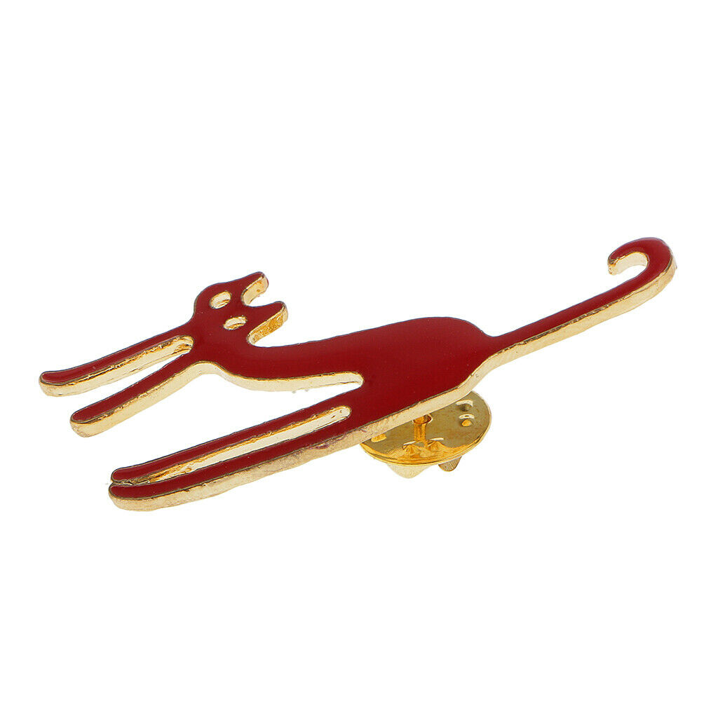 Cat Pattern Pin Brooch, Black And Red Color, Accessories for Women, 2 Pieces