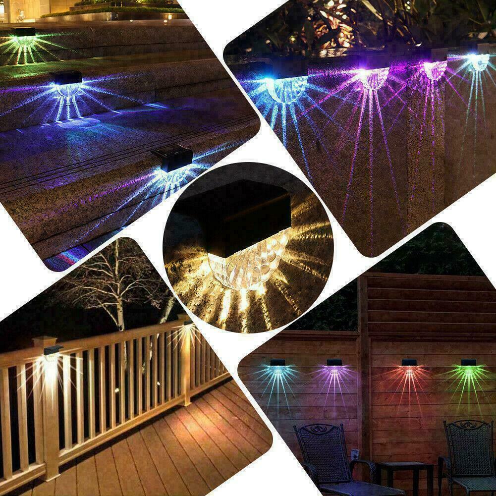 4 PCS LED Solar Powered Fence Wall Lights Garden Lamp Patio Step I5V4 N7O5