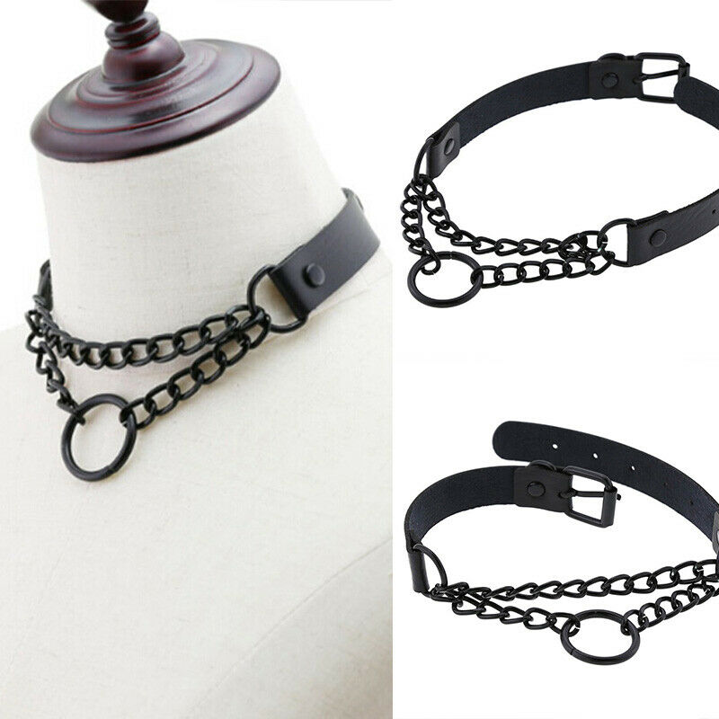 Gothic Punk Leather Choker Pendant Chain Buckle Collar Necklace Jewelry B.l8