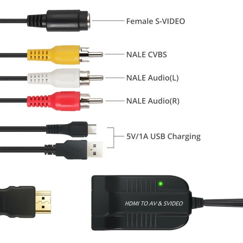 4X(1080P MI to Male AV Video Adapter Video Converter Box with USB Cable R7T5)