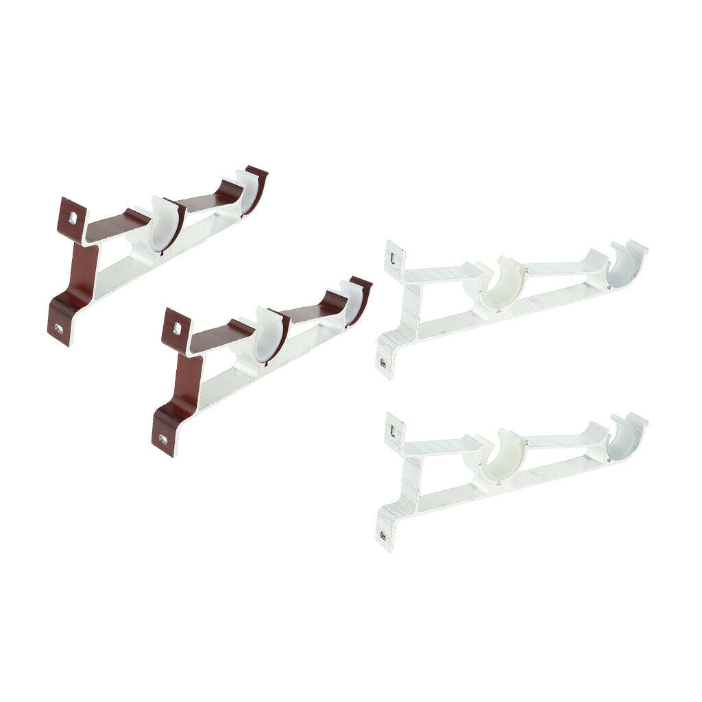 2 Set  Adjustable Sturdy Aluminium Alloy Drapery Curtain Rod Bracket Holder Suit