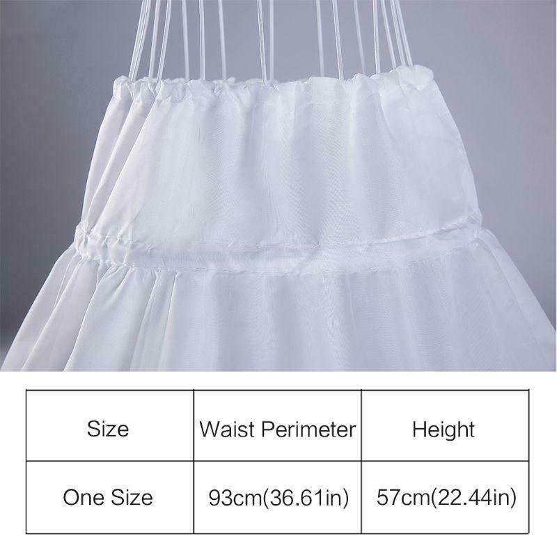 White Children Petticoat A-Line 3 Hoops One Layer Kids Crinoline Lace Trim Girl