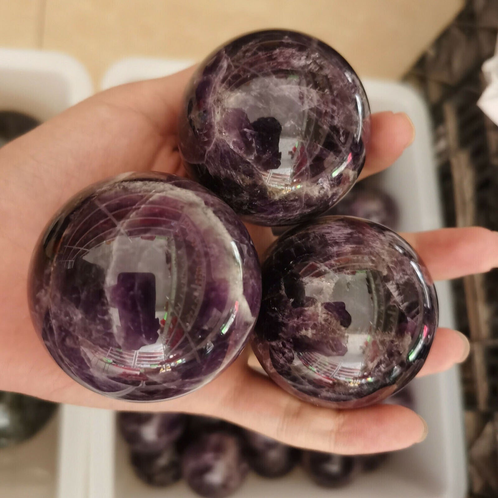 1pc Natural dreamy amethyst ball 45mm quartz crystal sphere reiki healing