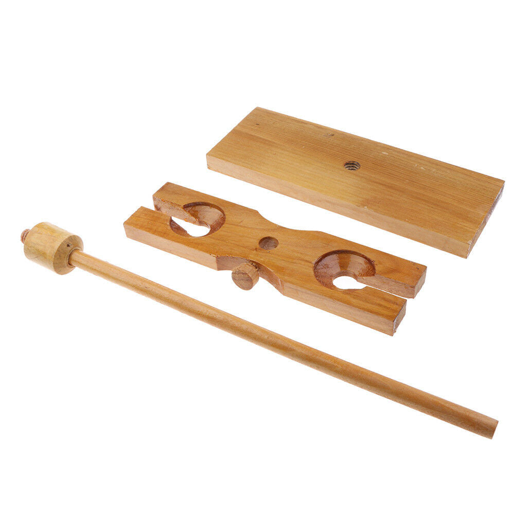 Wooden 2 Holes Laboratory Funnel Stand Holder Rack Lab/  Equipment Kit