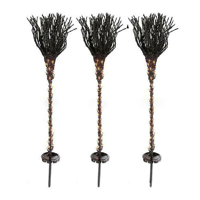 3 Pcs Pre-lit Broomstick Halloween Witches Brooms Light Halloween Venue Decor