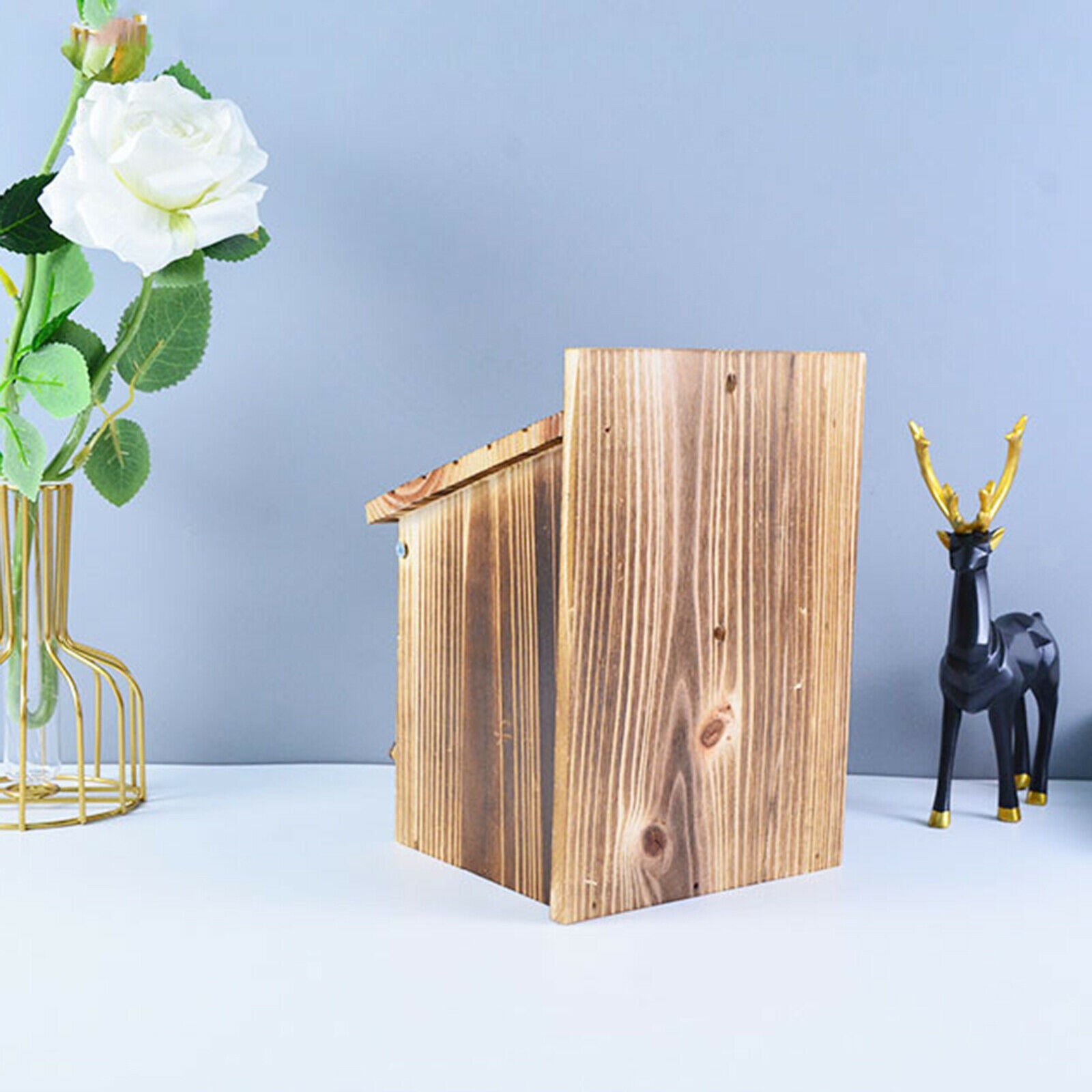 Rustic Wood Bird House Outside Bird Nest Breeding Hatching Box Birdhouse