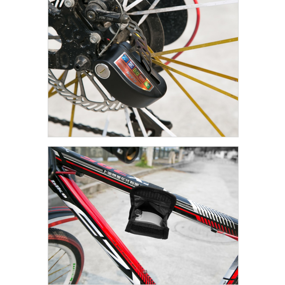 Waterproof Motorcycle Bike Anti-theft Lock Disc Brake Lock+Bag+Reminder Rope