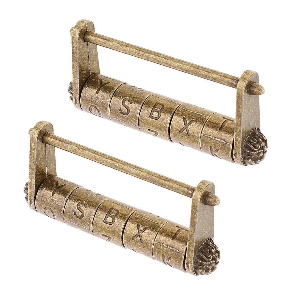 2 Pieces Door Cabinet Zinc Alloy Password Padlock Lock for Case Box Bronze